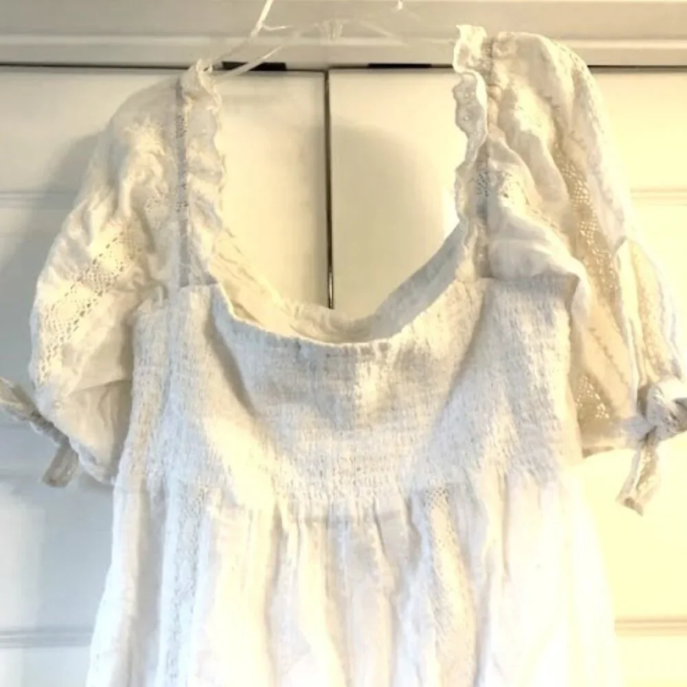 NWT SHOW ME YOUR MUMU Hartley White Crochet Lace Off-Shoulder Mini Dress S - Picture 6 of 8